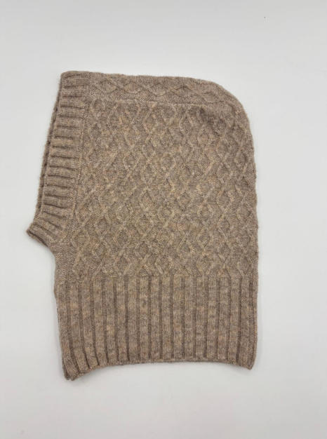 Cagoule balaclava en laine côtelée taupe