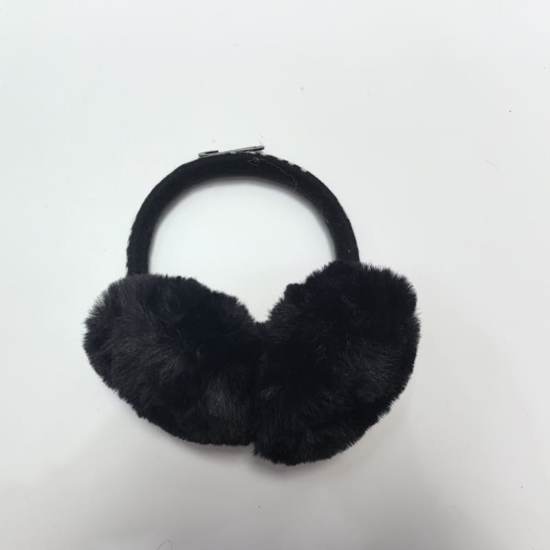 Cache-oreilles fausse fourrure grise avec coussin central suède beige et serre-tête cousu