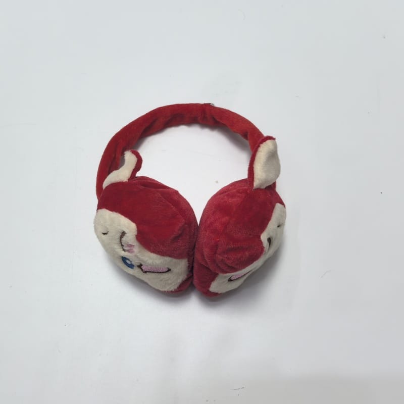 Chauffe-oreilles peluche oreilles de lapin roses et pompons gris