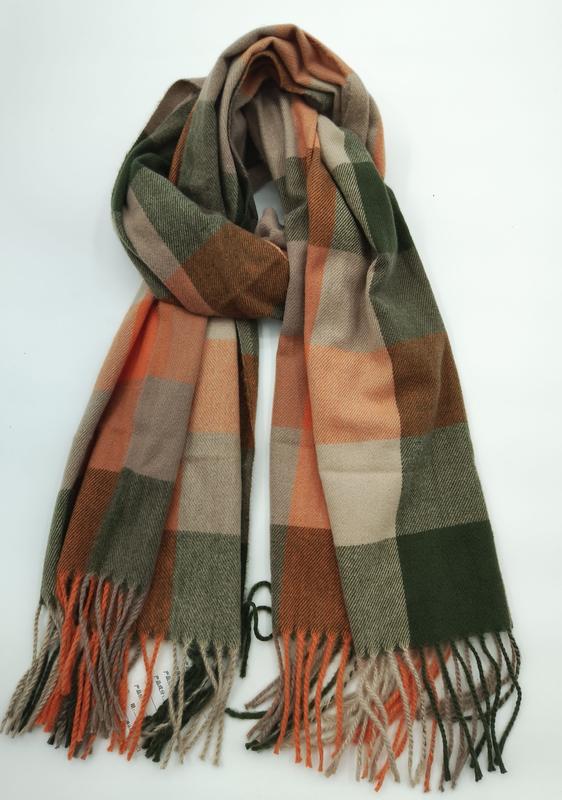 Écharpe plaid kaki vert olive