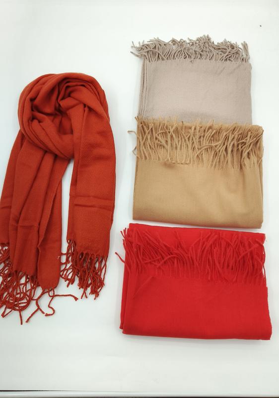 Écharpes pashmina légères à franges en coloris automne rouille