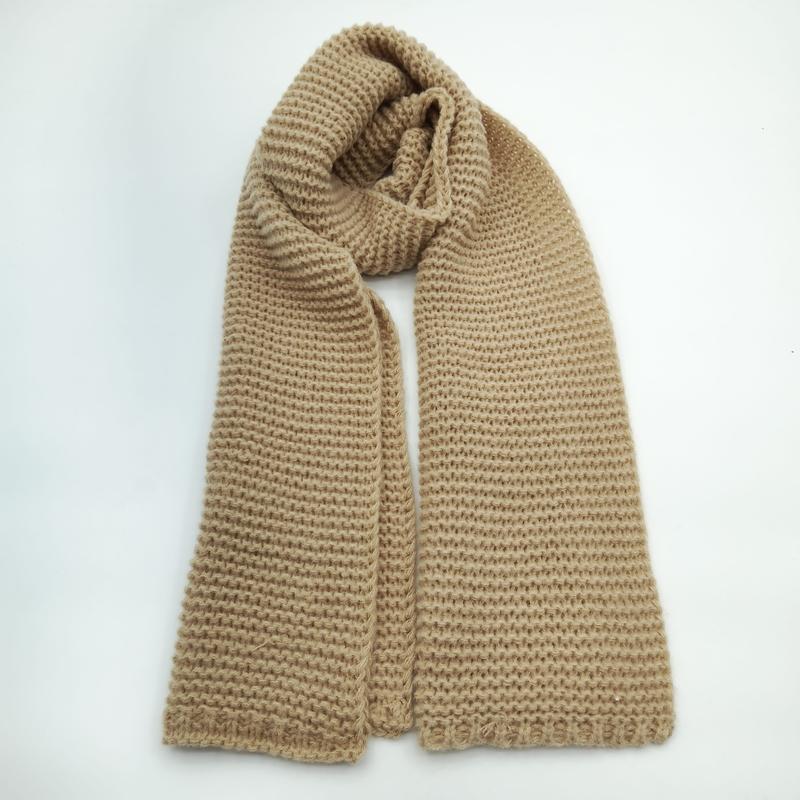 Écharpe chunky camel beige en point gaufré texturé