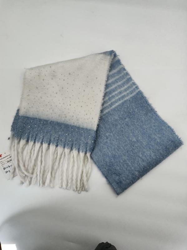 Écharpe pliée ombré bleu et blanc avec strass scintillants