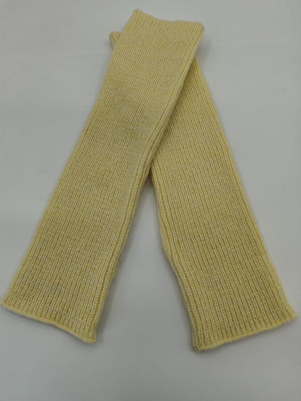Paire de manchettes sans doigts jaune pâle en tricot côtelé