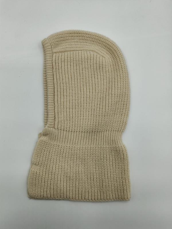 Cagoule tricot crème côtelée couvre-visage entier