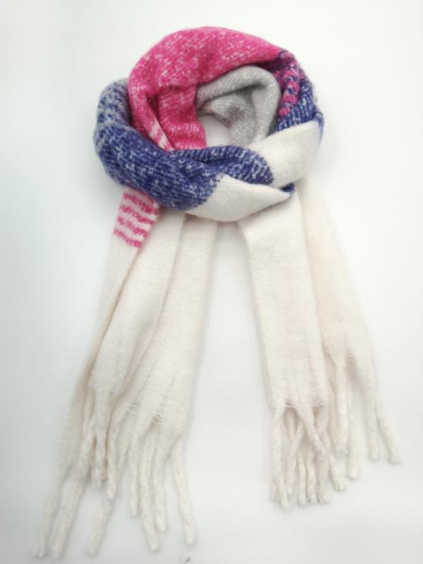 Grande écharpe plaid oversize à carreaux rose