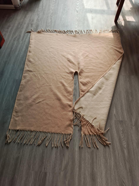Plaid tissé réversible tons naturels beige et écru