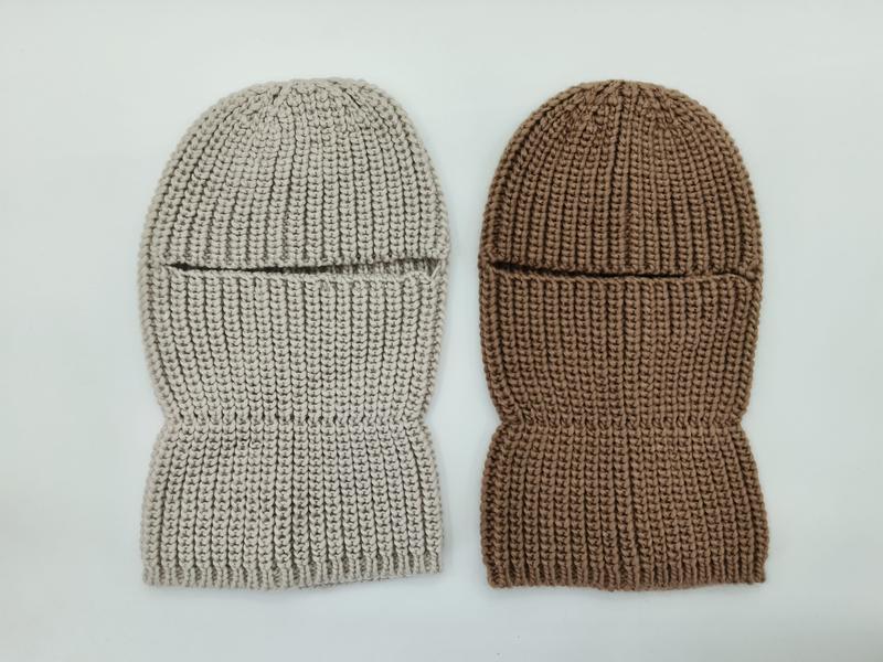 Deux cagoules tricot chunky à plat