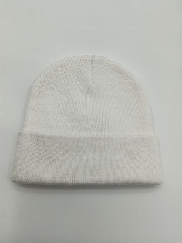 Bonnet blanc côtelé en maille fine avec revers replié