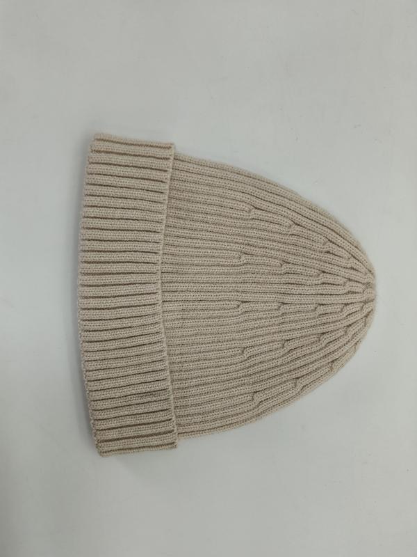 bonnet crème en maille côtelée fine avec revers rabattu