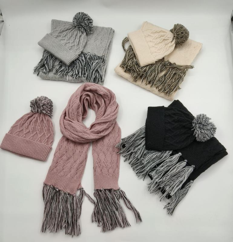 sets bonnet et écharpe torsadés gris
