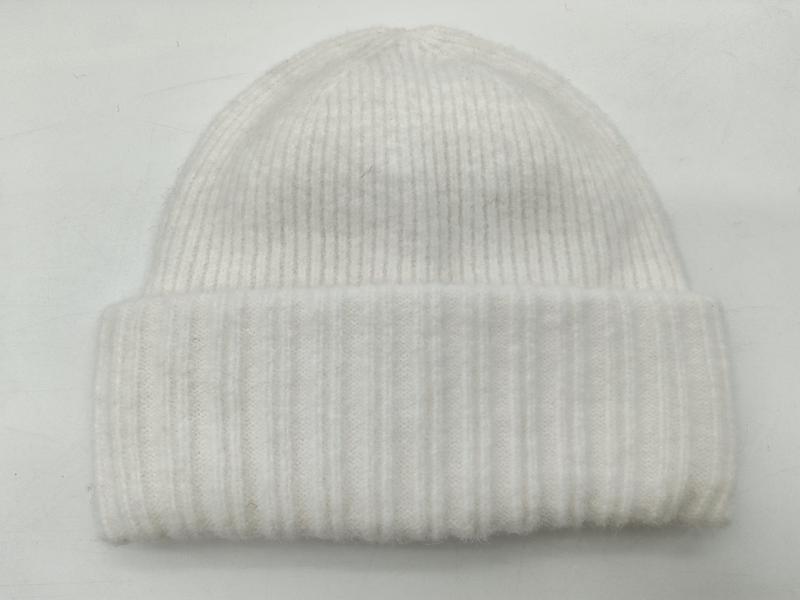 Bonnet blanc cassé côtelé à revers double