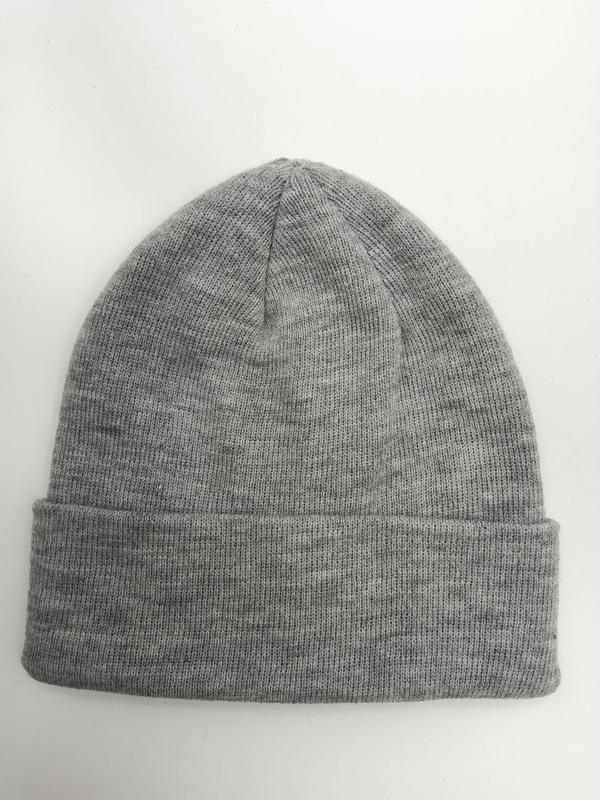 Bonnet en maille côtelée gris chiné avec revers